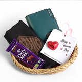 Wrapped in Love: Women's Day Wallet, Scarf & Chocolate Combo