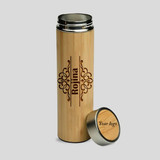 Personalized Bamboo Water Bottle with Your Name & Logo On Lid-450 ml