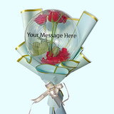 Three Red Roses Inside a Stunning Bobo Balloon With Your Message