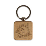 Floral Elegance: Women's Day Square Wooden Keyring(Both Side Print)