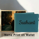 Personalized HZ Aqua Blue Wallet with Custom Wooden Box