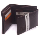 Woods Glossy Brown Four-Fold Wallet For Men (Genuine Leather)