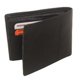 Woods Black Leather Single-Fold Wallet (Genuine Leather)
