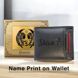 Personalized Zodiac HZ Wooden Box & Black Wallet Set