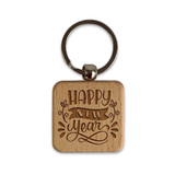 Happy New Year Wooden Keyring
