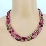2 Layer Purple & Green Mix Color Pearl Necklace