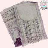 Lavender Floral Design Cotton Kurtha Set