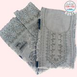 Light Blue Floral Design Cotton Kurtha Set