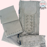 Light Blue Floral Design Cotton Kurtha Set