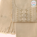 Pale Yellow Floral Design Cotton Kurtha Set