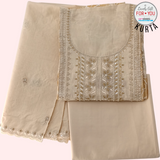 Pale Yellow Floral Design Cotton Kurtha Set