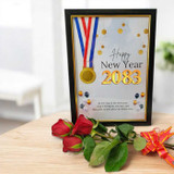 New Year Frame with Rose Bunch