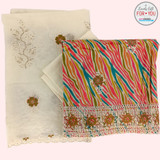 Multicolor Cotton Kurta Set With Suruwal & Dupatta White