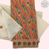 Multicolor Cotton Kurta Set With Suruwal & Dupatta White