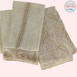 Creamy Bliss: Unstitched Georgette Kurta Set for Effortless Style