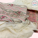 Unstitched Light Yellow Cotton Kurta Set with Multi-Color Geometric Prints