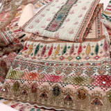 Peach Muslin Silk with Multicolor Mix Design Unstitched Kurtha Piece Peach Muslin Silk with Multicolor Mix Design Unstitched Kurtha Piece