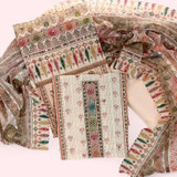 Peach Muslin Silk with Multicolor Mix Design Unstitched Kurtha Piece Peach Muslin Silk with Multicolor Mix Design Unstitched Kurtha Piece