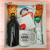 Sophisticated Gifting: Perfume, Logo Mug, and Personalized Bottle Set