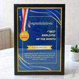 Personalized Employee of the Month Frame + Engraved Medal Inside