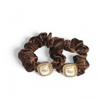 Brown Small Silk Scrunchy Pair with Moti Pearl