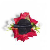 Two Velvet Red Rose Attached with Moti Pearl Hair Clip
