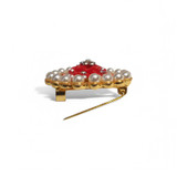 Rose-Centered Moti Embellished Round Saree Pin