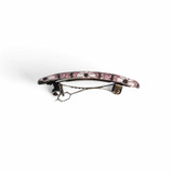 Flower Printed Hair Clip with Dark Pink Glitter