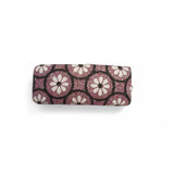 Flower Printed Hair Clip with Dark Pink Glitter