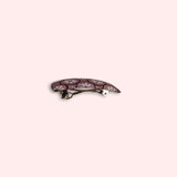 Flower Printed Hair Clip with Light Pink Glitter