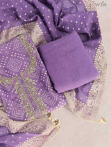 Purple Muslin Kurtha Set with Red Mala, Nail Polish & More Giftmandu