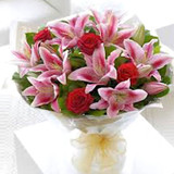 Mixed Flower Bouquet with Lilies & Roses