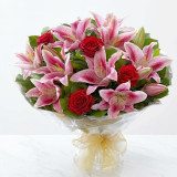 Mixed Flower Bouquet with Lilies & Roses