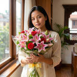 Mixed Flower Bouquet with Lilies & Roses