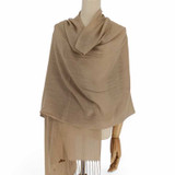 Plain Pashmina Shawl in Light Caramel