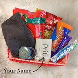Cozy Gift Basket for Her: Snacks, Personalized Wallet & Scented Candle