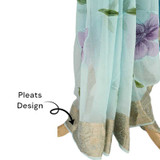 Sky Blue French Chiffon Saree with Floral Print & Golden Border