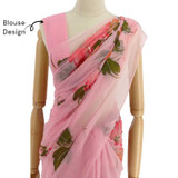 Elegant Light Pink French Chiffon Saree with Floral Jari Work Giftmandu