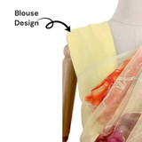 Light Yellow Chiffon Saree with Red & Orange Floral Print Giftmandu