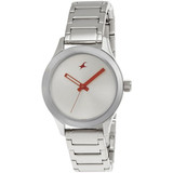 Fastrack Brass Case Silver Dial Analog Watch for Women (6078SM02)