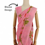 Pink Chiffon Saree with Floral Print Design Giftmandu
