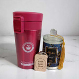 Premium Corporate Gift – Vacuum Mug, Candle, & Keyring Combo