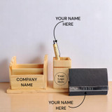 Personalize Wood Desk Organizer, Pen and Card Holder