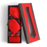 Personalizable Hamper with Red Necktie and Candle Glass Giftmandu
