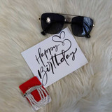 "Elegant Birthday Gift : Blue Sunglasses & AD Brooch