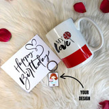 Birthday Gift Combo- Love Design Ceramic Mug with Keyring Birthday Gift Combo- Love Design Ceramic Mug with Keyring