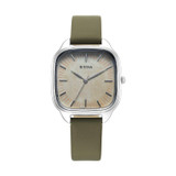 Titan Workwear Quartz Analog White Dial Green Leather Strap Watch For Women