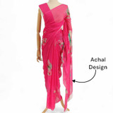 Pink Chiffon Saree With Blouse Piece Giftmandu