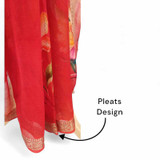 Red Chiffon Saree With Golden Floral Border Giftmandu
