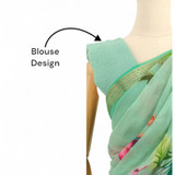 Light Green Chiffon Saree With Golden Border